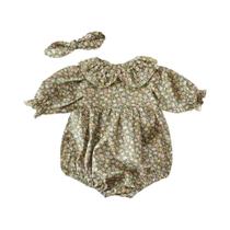 Macacão Floral De Algodão Para Bebê Menina Com Faixa De Cabelo 2 Peças Roupas Para Recém-Nascidos Macacão Floral De Algodão Para Bebê Menina Com Faixa De Cabelo 2 Peças Roupas Para Recém-Nascidos
