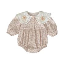 Macacão Floral Para Bebês Meninas, Jumpsuit De Musselina Com Lapela, 0-24 Meses, Roupa De Moda De Macacão Floral Para Bebês Meninas, Jumpsuit De Musselina Com Lapela, 0-24 Meses, Roupa De Moda De