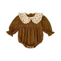 Macacão Floral Vintage De Corduroy Para Bebês Meninas, Roupa De Bebê Em Uma Peça Macacão Floral Vintage De Corduroy Para Bebês Meninas, Roupa De Bebê Em Uma Peça