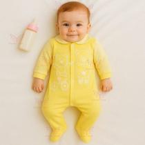Macacão Fofo Para Bebe Tecido Leve Confortável Roupa Tip Top Menino ou Menina Manga Longa RN a 02 meses Prematuro