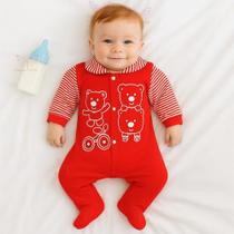 Macacão Fofo Para Bebe Tecido Leve Confortável Roupa Tip Top Menino ou Menina Manga Longa RN a 02 meses Prematuro