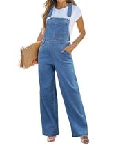 Macacão geral Vetinee Baggy Denim para mulheres azul tamanho S