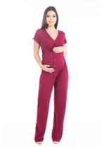 Macacão gestante amamentação viscolycra bordô