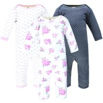 Macacão Hudson Baby unissex de algodão básico rosa floral 6-9M