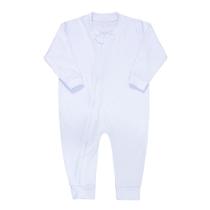 Macacão Infantil Branco 100% Algodão com Zíper 12-24M