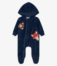 Macacão Infantil Com Capuz em Plush Trick Nick Azul Macacão Infantil Com Capuz em Plush Trick Nick Azul