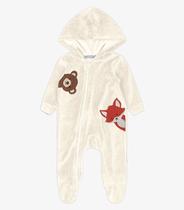 Macacão Infantil Com Capuz em Plush Trick Nick Bege Macacão Infantil Com Capuz em Plush Trick Nick Bege