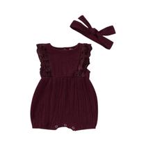 Macacão Infantil de Algodão com Renda para Meninas (0-18 Meses) - Verão