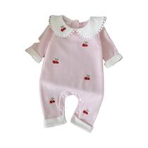 Macacão Infantil De Manga Comprida Com Estampa De Cereja De Outono, Roupa Infantil De 0 a 18 Meses