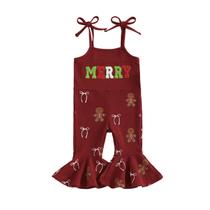 Macacão infantil de Natal Rarjuiey Merry Gingerbread 3-4 anos Macacão infantil de Natal Rarjuiey Merry Gingerbread 3-4 anos