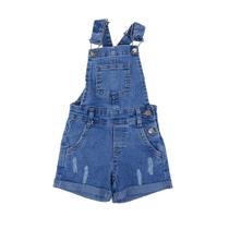 Macacão Infantil Feminino Carinhoso Jardineira Jeans Azul - 100010