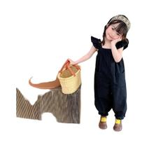 Macacão Infantil Feminino De Verão Com Manga Borboleta E Estampa De Mochila - Vestido De Primavera E