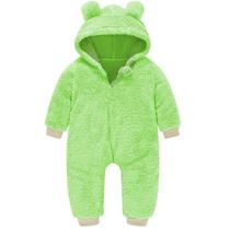 Macacão Infantil Forrado Pelinho Longo Estilo Teddy c Capuz Inverno Resistente Aquecido Proteção Frio Bebe