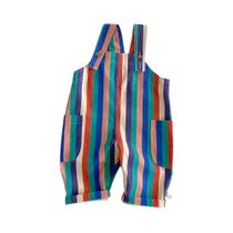 Macacão Infantil Listrado Com Poás Para Meninos E Meninas De 0 a 5 Anos Com Alças Ajustáveis