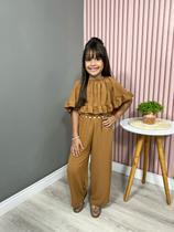 Macacão Infantil Longo Capa Poncho Menina Moda Boho Chic 2 Peças