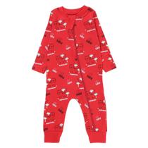 Macacão Infantil Longo em Suedine com ziper Tamanho M Menino (0-6 meses)