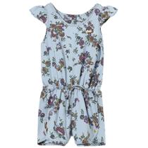 Macacão Infantil Look Jeans Floral Jeans - UNICA - 1 Macacão Infantil Look Jeans Floral Jeans - UNICA - 1