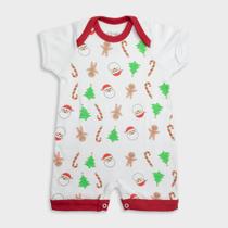 Macacão Infantil Manga Curta Baby Duck Comfort - Natal Branco