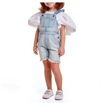 Macacão Infantil Menina Tiptop Jardineira Jeans - 3350