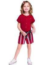 Macacão Infantil Menina Verão Em Moletinho Leve Vermelho - Milon