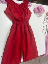 Macacão infantil menina vermelho tamanho G veste de 6 até 10 anos Macacão infantil menina vermelho tamanho G veste de 6 até 10 anos