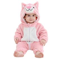 Macacão Infantil Michley - Unissex - Gato de Inverno com Capuz (2-5 meses)