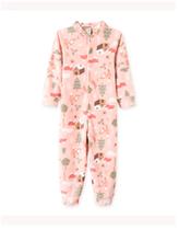 Macacão Infantil Roupa Bebê Infantil Macaquinho Pijama Longo Comprido Ziper Floresta Rosa