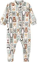 Macacão Infantil Roupa Bebê Infantil Macaquinho Pijama Longo Comprido Ziper Safari Cinza