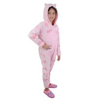 Macacão Infantil Tiptop Longo Pelucia Porquinho Rosa - 20120