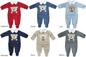 Macacão infantil urso jacquard