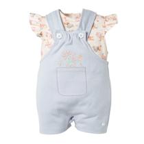 Macacão Jardineira Bebê Menina Curto + Body Rosa Aurora- Hug Macacão Jardineira Bebê Menina Curto + Body Rosa Aurora- Hug