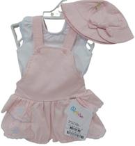 Macacão Jardineira + Blusa Bebê Menina Paraiso Verão 13908