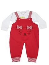 Macacão jardineira + camiseta de bebê menina 100% algodão