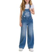 Macacão Jardineira Infantil Feminino Dipopini Jeans Azul Macacão Jardineira Infantil Feminino Dipopini Jeans Azul