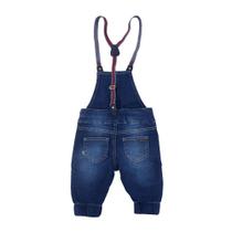 Macacão Jardineira Masculina Bebê Dipopini Jeans Azul