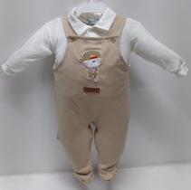Macacão Jardineira Moletino Bebê Menino Bordado Zafielo 703