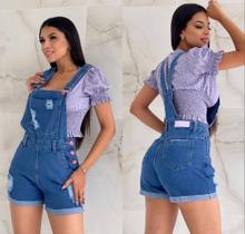 Macacão jeans azul marinho curto tamanho 42 - majestade modas Macacão jeans azul marinho curto tamanho 42 - majestade modas