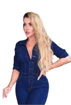 Macacao Jeans c/Lycra Feminino Longo  Ref 0085