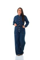 Macacão Jeans Feminino Arauto M/l Wide