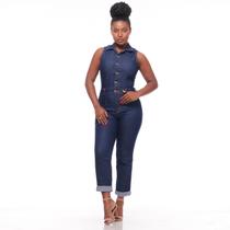Macacão jeans Feminino Biotipo Modela Corpo Calça Skinny