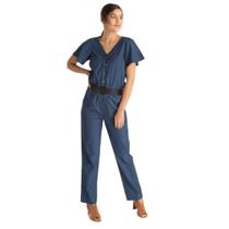 Macacão Jeans Feminino Calça Longa