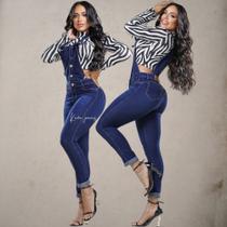 Macacão Jeans Feminino Luxo Jardineira Feminina Longa Bastante elastano Empina Bumbum Macacão Jeans Feminino Luxo Jardineira Feminina Longa Bastante elastano Empina Bumbum