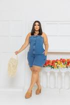 Macacão Jeans Feminino Zíper Longo Lycra Plus Size Bloqueira Macacão Jeans Feminino Zíper Longo Lycra Plus Size Bloqueira