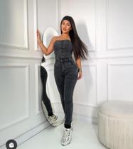 Macacão Jeans Grafite 23 graus Alta Elasticidade