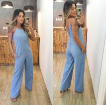 Macacão jeans leve alça regulável