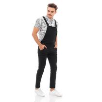 Macacão Jeans Masculino Rasgado Longo Preto Jardineira Calça - Lilih-Leon B.x