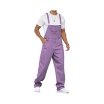 Macacão Jeans Roxo Masculino Solto Para Todas as Estações - Calça Casual Com Suspensórios Estilo