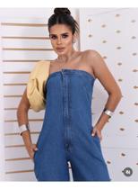 Macacão Jeans sem alça Sem Lycra Premium/feminino