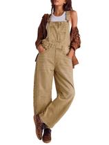 Macacão jeans Utcoco feminino Loose Fit Barrel Leg Khaki