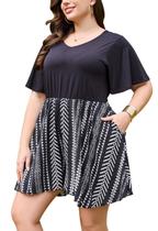 Macacão Keluummi Plus Size Summer para mulheres curvilíneas com listras pretas